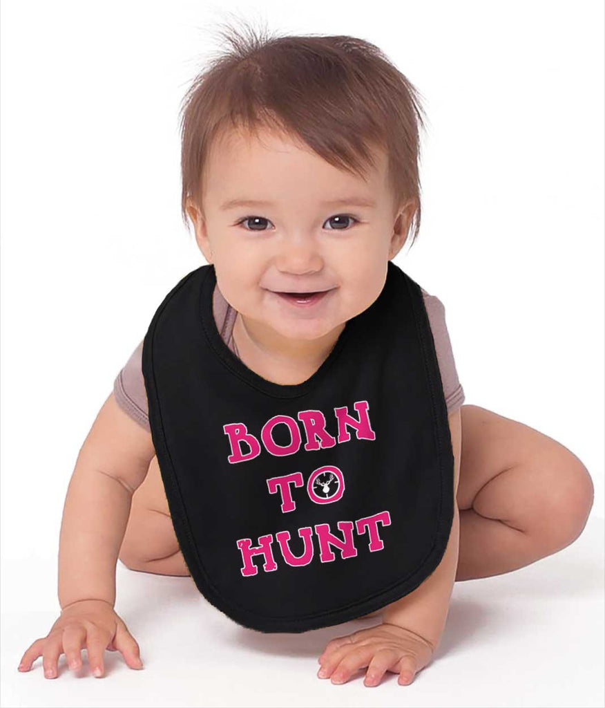 Cute Born To Hunt Deer Infant Baby Bib-Direct To Garment Print-Brisco Baby