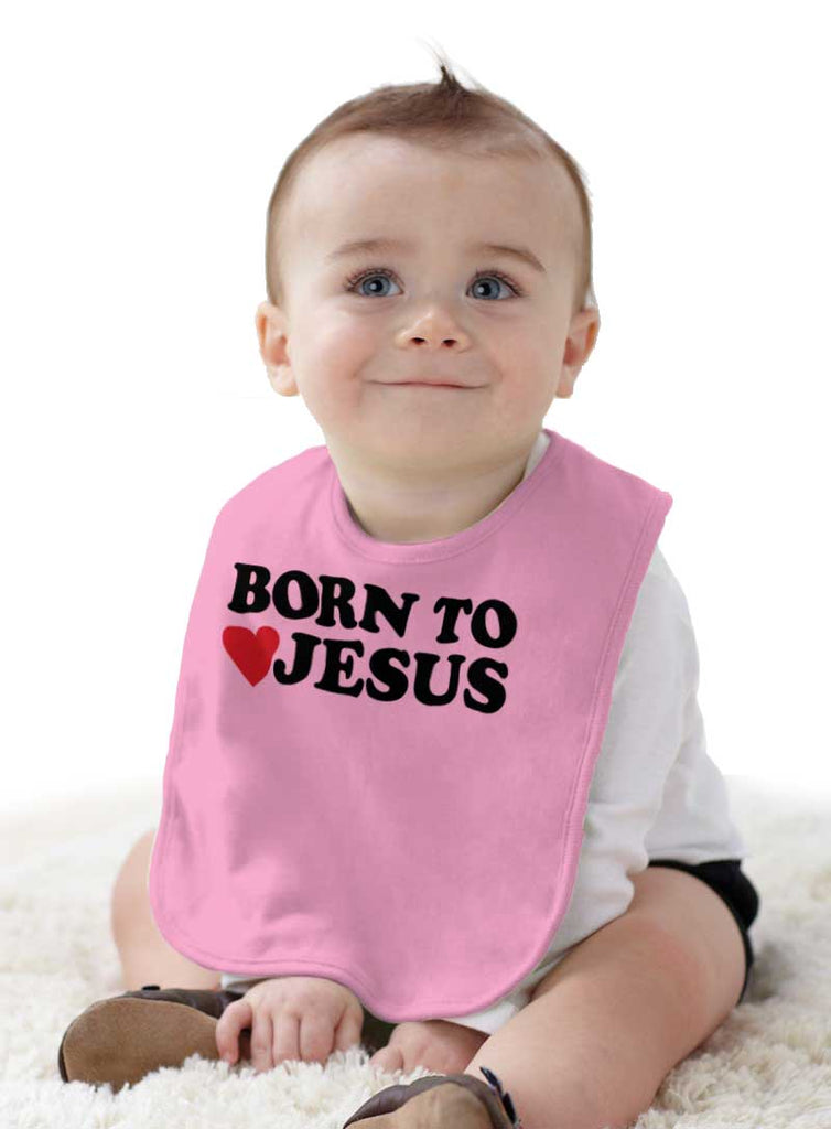 Born To Jesus Infant Baby Bib-Direct To Garment Print-Brisco Baby
