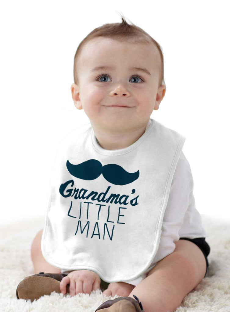 Grandma's Little Man Infant Baby Bib-Direct To Garment Print-Brisco Baby