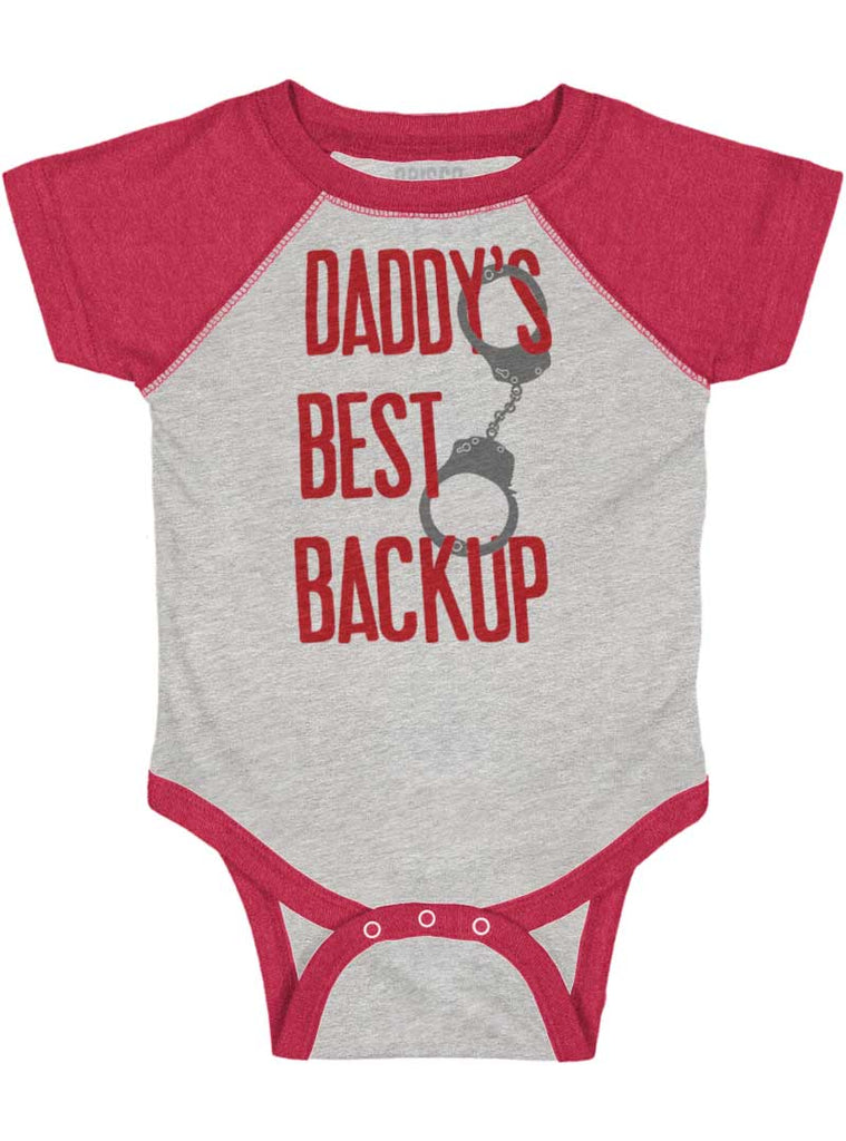 Daddy's Best Backup Raglan Romper Bodysuit-Direct To Garment Print-Brisco Baby