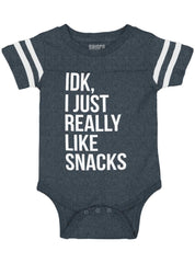 Really Like Snacks Football Romper Bodysuit-Direct To Garment Print-Brisco Baby
