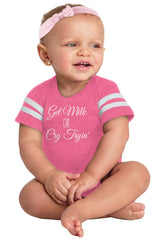 Get Milk Football Romper Bodysuit-Direct To Garment Print-Brisco Baby