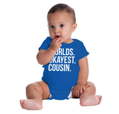 Worlds Okayest Cousin Romper Bodysuit-Direct To Garment Print-Brisco Baby