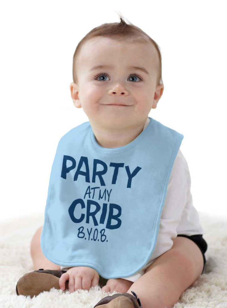 Party At My Crib Infant Baby Bib-Direct To Garment Print-Brisco Baby
