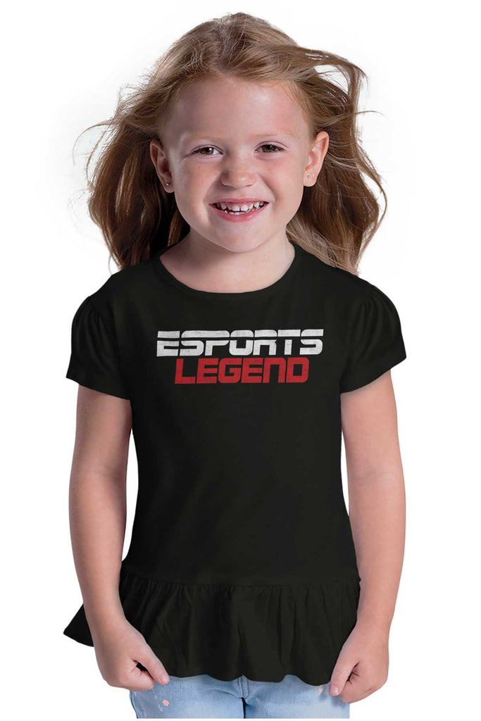 Sports Legend Professional Gamer Toddler Ruffle Bottom Tee-Direct To Garment Print-Brisco Baby