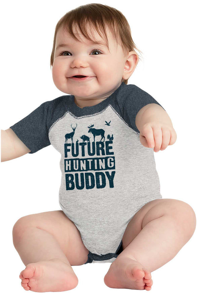 Future Deer Hunting Bud Raglan Romper Bodysuit-Direct To Garment Print-Brisco Baby