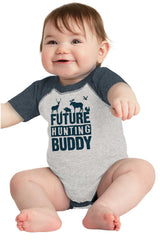 Future Deer Hunting Bud Raglan Romper Bodysuit-Direct To Garment Print-Brisco Baby