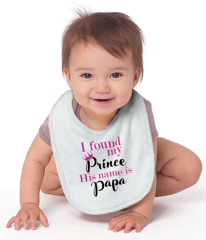 Found My Prince Name Is Papa Infant Baby Bib-Direct To Garment Print-Brisco Baby