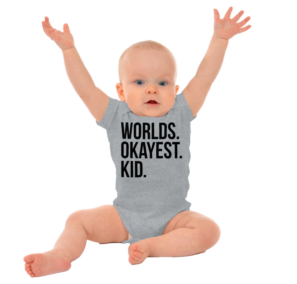 Worlds Okayest Kid Romper Bodysuit-Direct To Garment Print-Brisco Baby