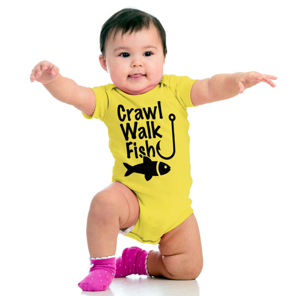 Crawl Walk Fish Romper Bodysuit-Direct To Garment Print-Brisco Baby
