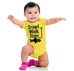 Crawl Walk Fish Romper Bodysuit-Direct To Garment Print-Brisco Baby