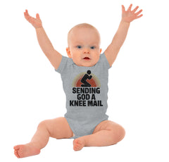 Sending God A Knee Mail Romper Bodysuit-Direct To Garment Print-Brisco Baby