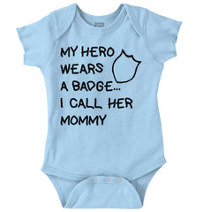 Hero Wears Badge Romper Bodysuit-Direct To Garment Print-Brisco Baby