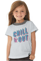 Retro Chill Toddler Ruffled Trim T-Shirt-Direct To Garment Print-Brisco Baby