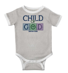 Child of God Ringer Romper Bodysuit-Direct To Garment Print-Brisco Baby