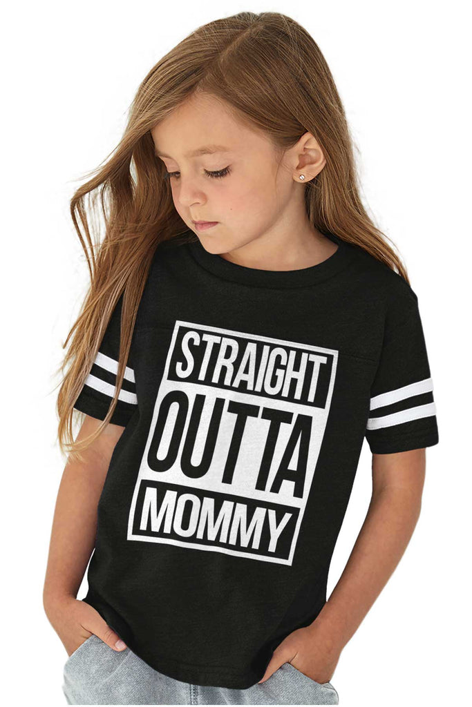Straight Outta Mommy Toddler Football Jersey Tee-Direct To Garment Print-Brisco Baby