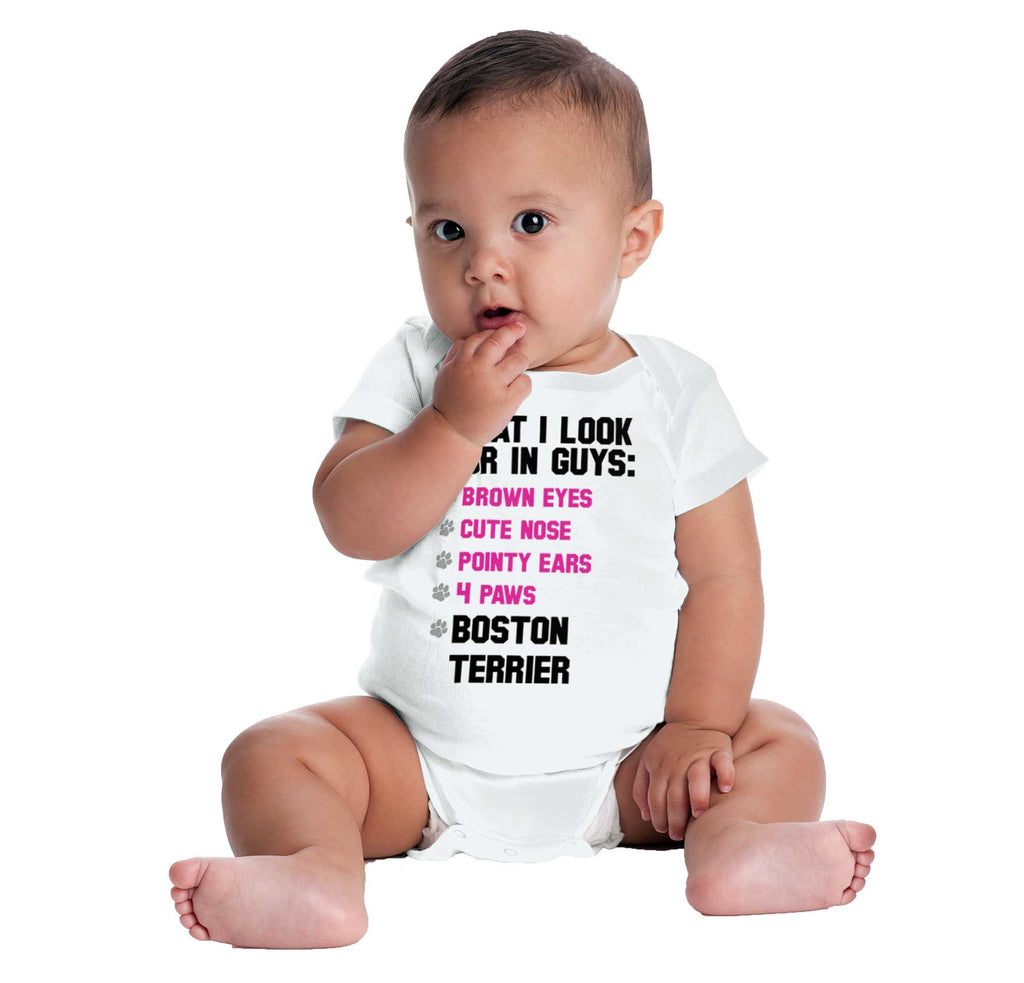 Boston Terrier List Romper Bodysuit-Direct To Garment Print-Brisco Baby