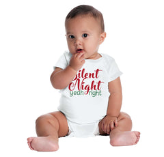Silent Night Yeah Right Romper Bodysuit-Direct To Garment Print-Brisco Baby