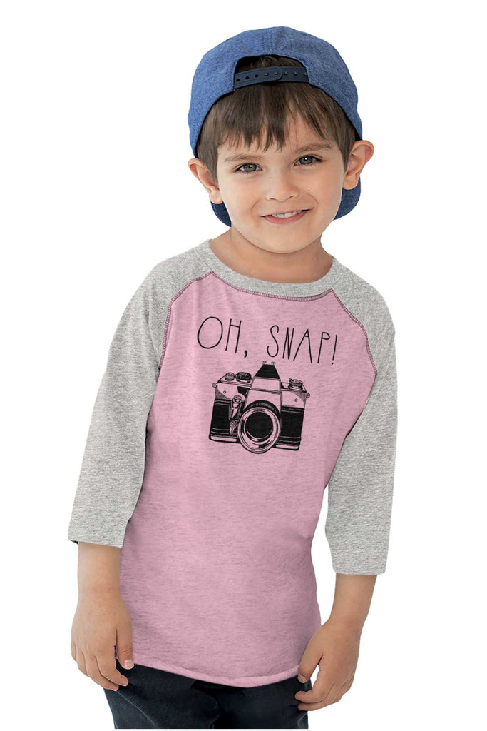 Oh Snap Camera Toddler Baseball-Direct To Garment Print-Brisco Baby