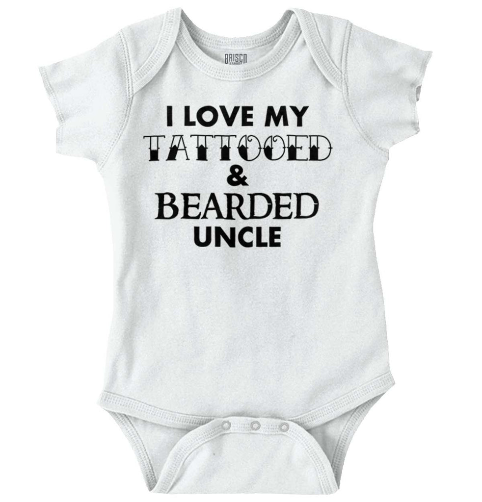 Love My Tattooed Bearded Uncle Romper Bodysuit-Direct To Garment Print-Brisco Baby