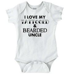 Love My Tattooed Bearded Uncle Romper Bodysuit-Direct To Garment Print-Brisco Baby