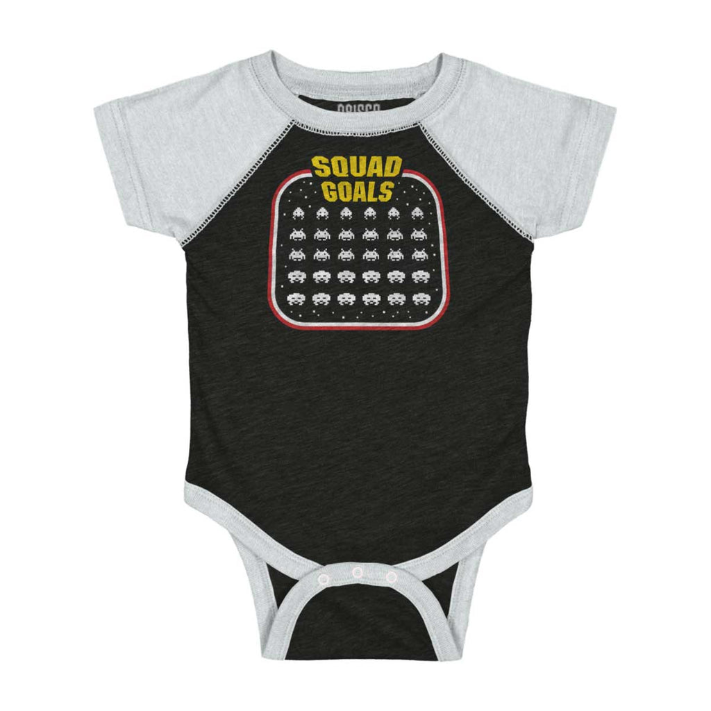 Squad Goals Video Gaming Nerd Raglan Romper Bodysuit-Direct To Garment Print-Brisco Baby