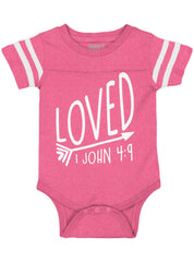 Loved Football Romper Bodysuit-Direct To Garment Print-Brisco Baby