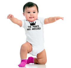 The Prince Has Arrived Romper Bodysuit-Direct To Garment Print-Brisco Baby