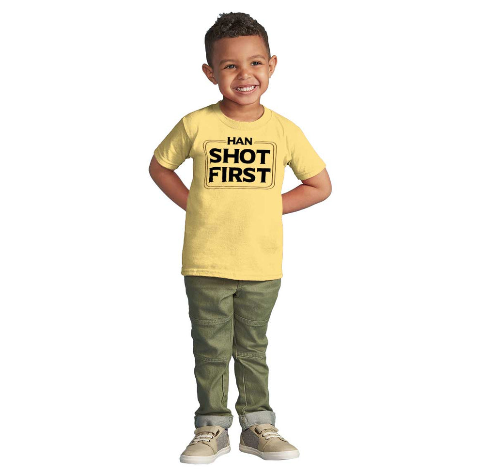 Han Shot First Infant Toddler T Shirt-Direct To Garment Print-Brisco Baby
