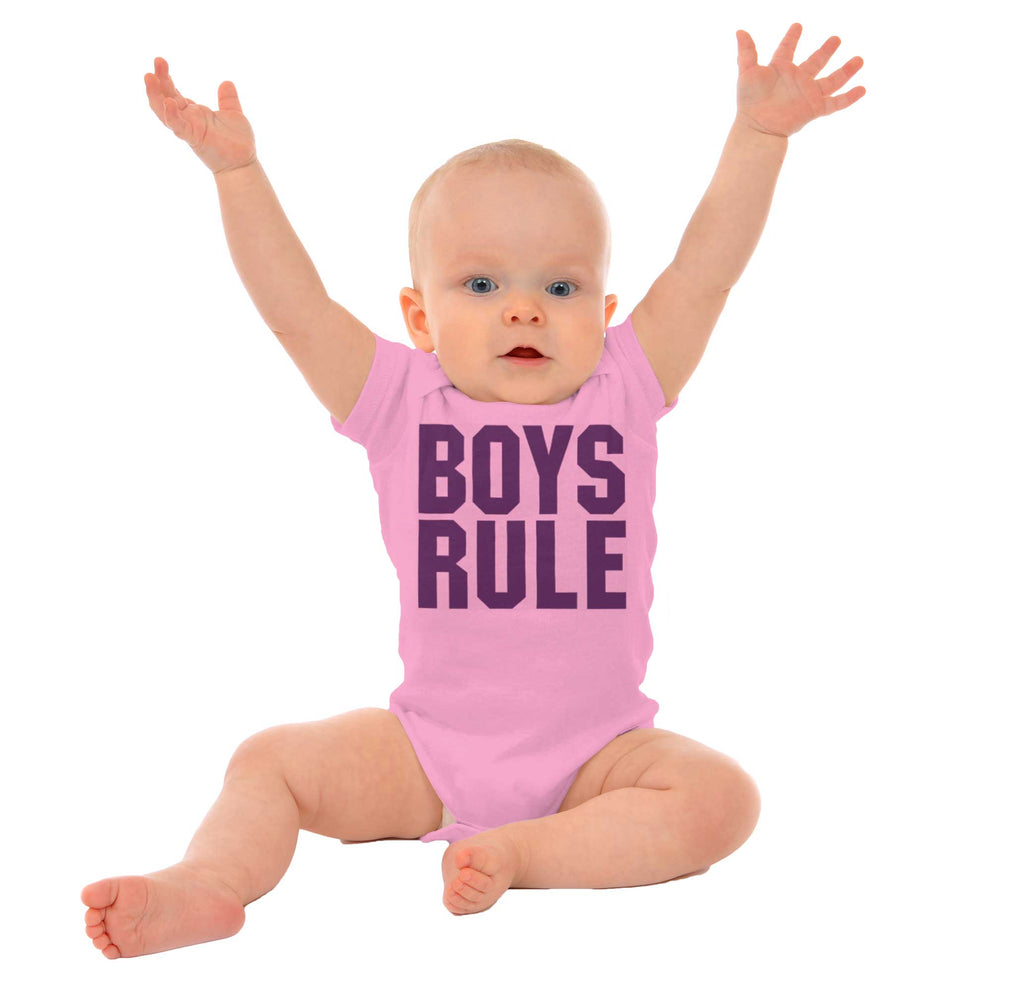 Boys Rule Romper Bodysuit-Direct To Garment Print-Brisco Baby