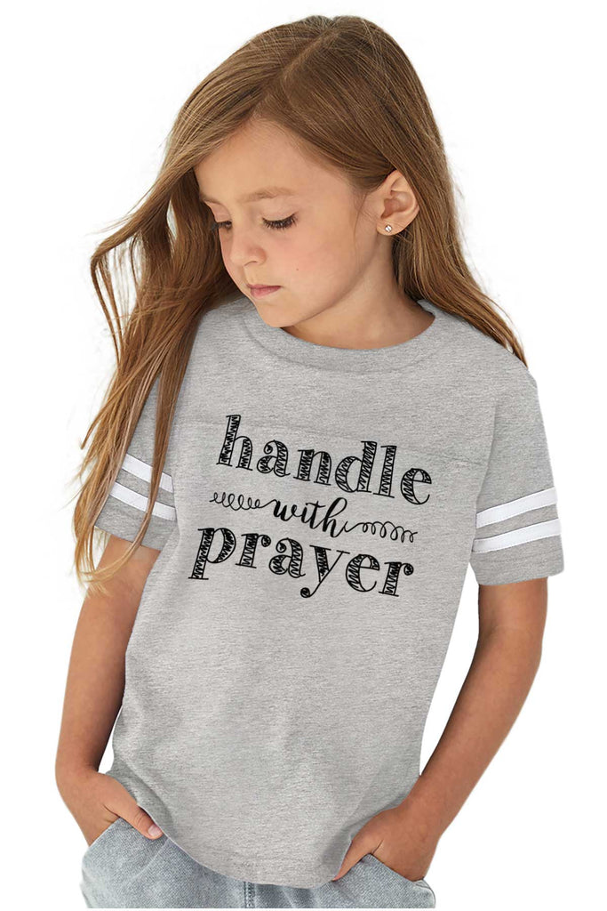 Handle With Prayer Toddler Football Jersey Tee-Direct To Garment Print-Brisco Baby