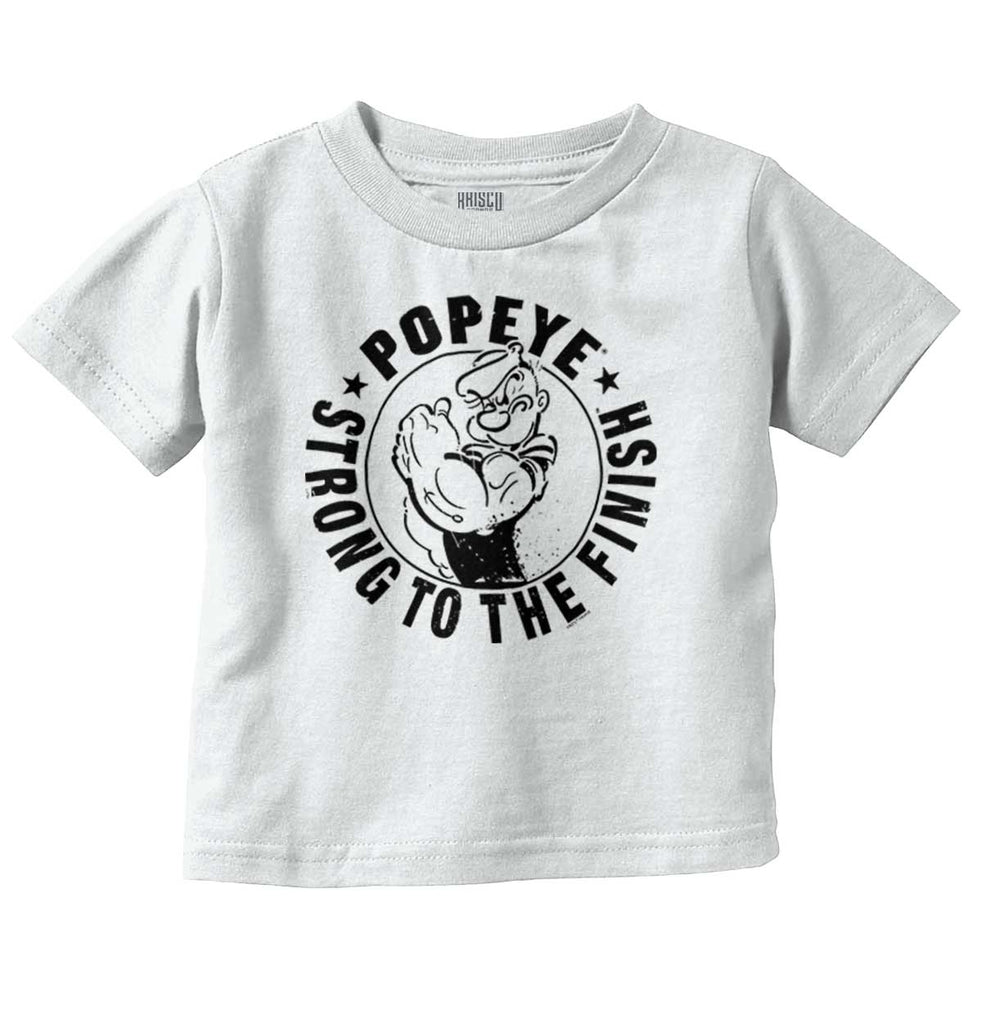 Popeye To The Finish Infant Toddler T Shirt-Direct To Garment Print-Brisco Baby