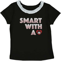 Smart With A Heart Toddler Ruffled Trim T-Shirt-Direct To Garment Print-Brisco Baby