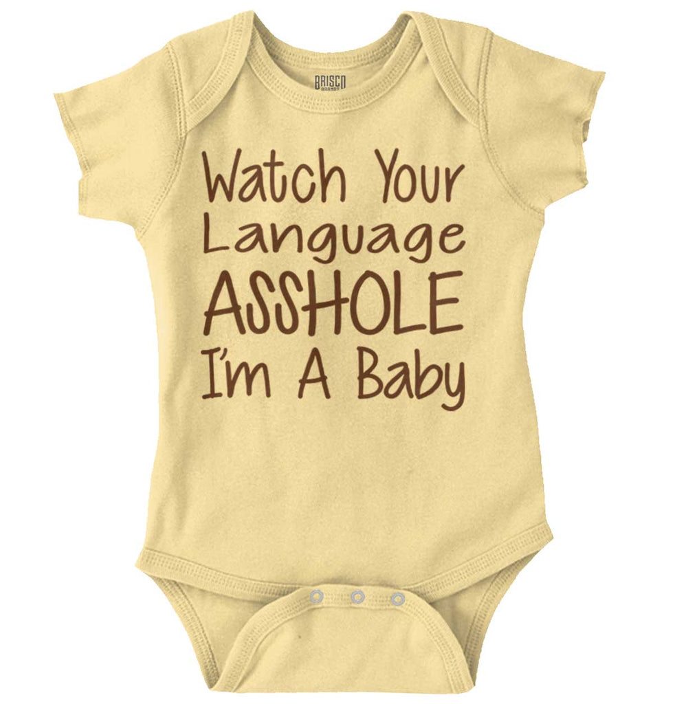 Watch The Language Romper Bodysuit-Direct To Garment Print-Brisco Baby