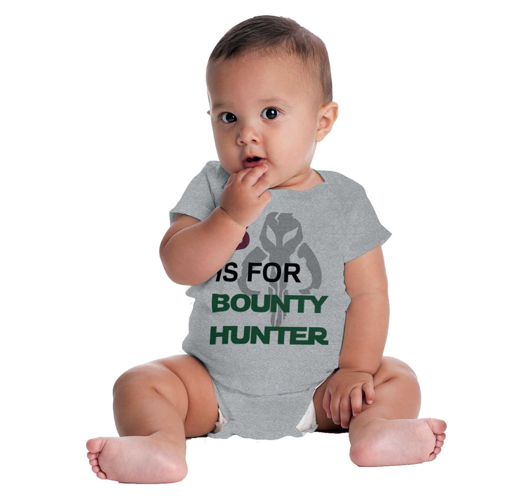 B Is For Bounty Hunter Romper Bodysuit-Direct To Garment Print-Brisco Baby