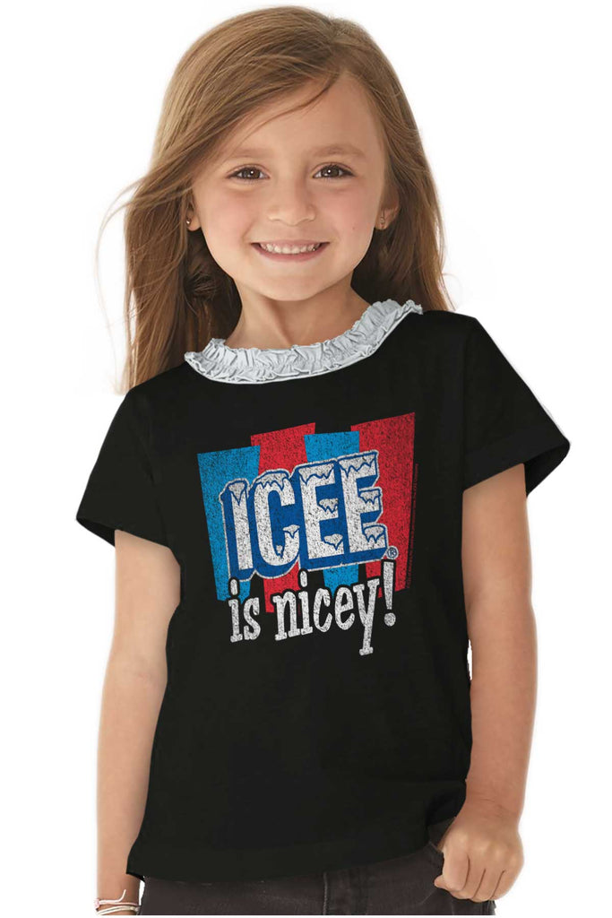 Icee Is Nicey Toddler Ruffled Trim T-Shirt-Direct To Garment Print-Brisco Baby