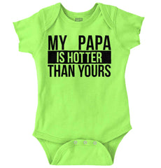 Papa Is Hotter Than Yours Romper Bodysuit-Direct To Garment Print-Brisco Baby