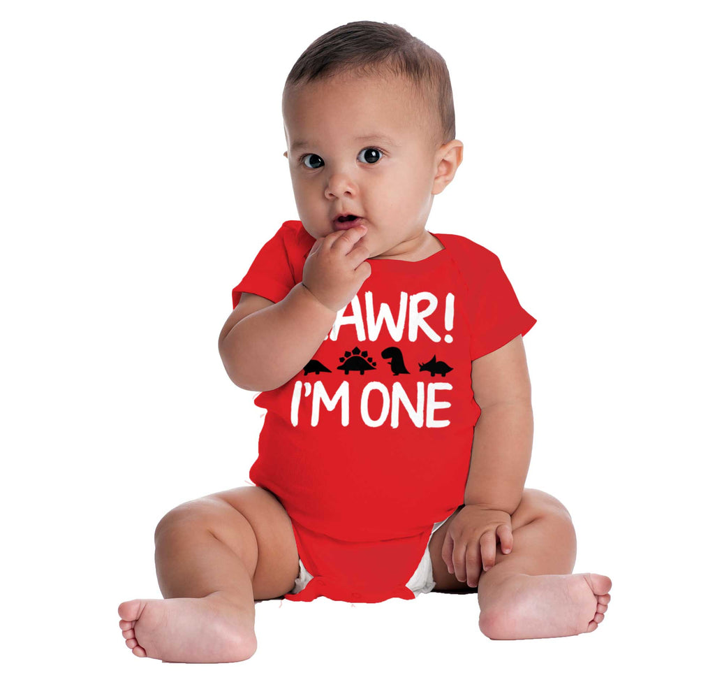Rawr I'm One Romper Bodysuit-Direct To Garment Print-Brisco Baby
