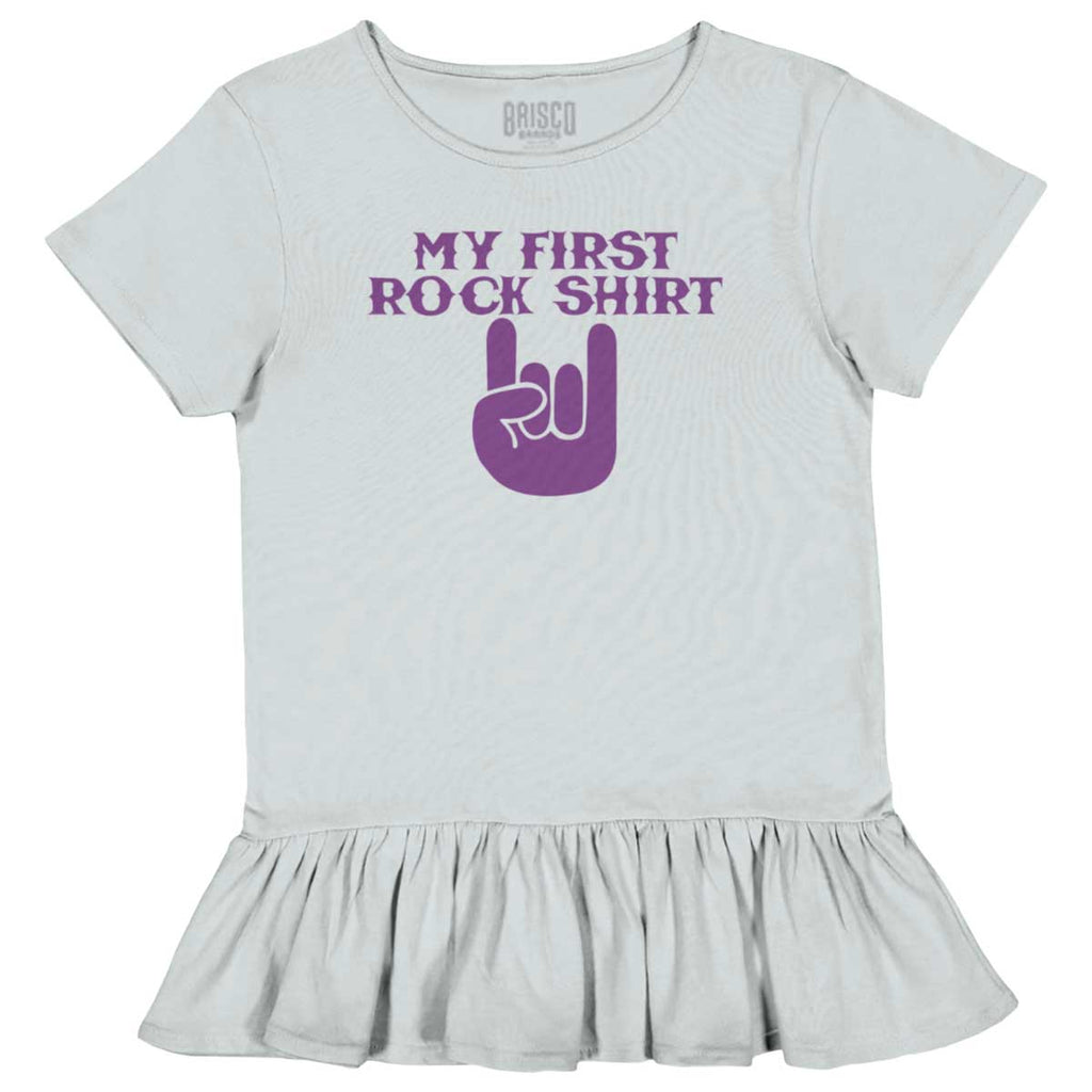 Rock Shirt Toddler Ruffle Bottom Tee-Direct To Garment Print-Brisco Baby