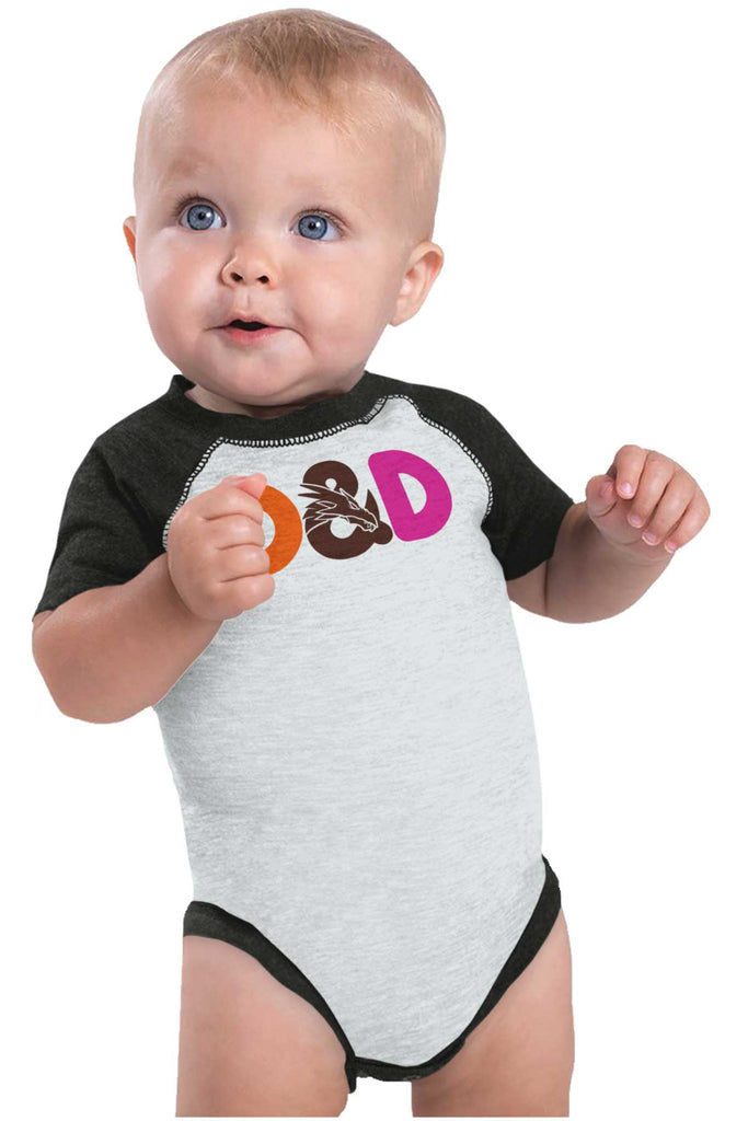 Dungeons Fantasy Tabletop Gamer Raglan Romper Bodysuit-Direct To Garment Print-Brisco Baby