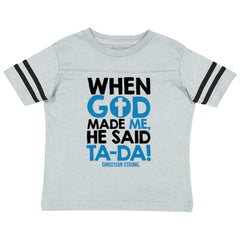 God Said Ta-Da Toddler Football Jersey Tee-Direct To Garment Print-Brisco Baby