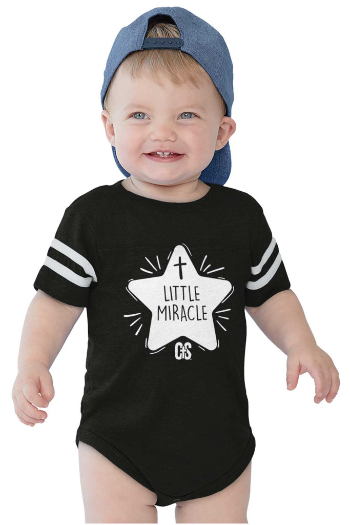 Little Miracle Football Romper Bodysuit-Direct To Garment Print-Brisco Baby