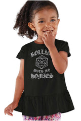 Rolling With My Homies Dungeons Toddler Ruffle Bottom Tee-Direct To Garment Print-Brisco Baby