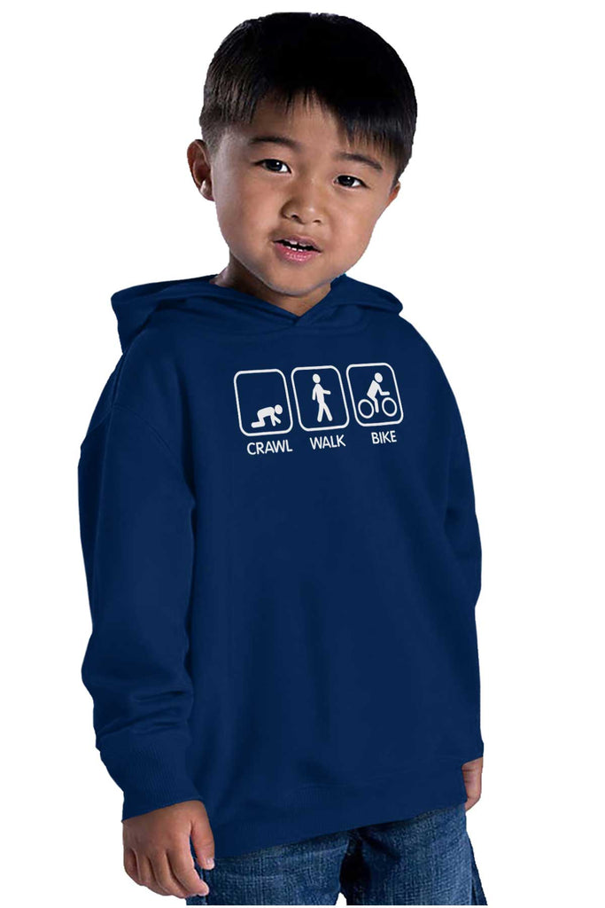 Crawl Walk Bike Toddler Pullover Hoodie-Direct To Garment Print-Brisco Baby