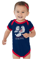 Always Strong Baby Ruffled Trim Romper-Direct To Garment Print-Brisco Baby