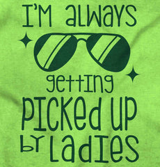 Picked Up By Ladies Romper Bodysuit-Direct To Garment Print-Brisco Baby