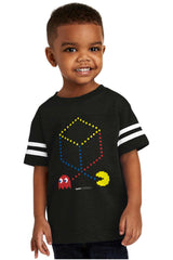 Pac-Man Cube Toddler Football Jersey Tee-Direct To Garment Print-Brisco Baby