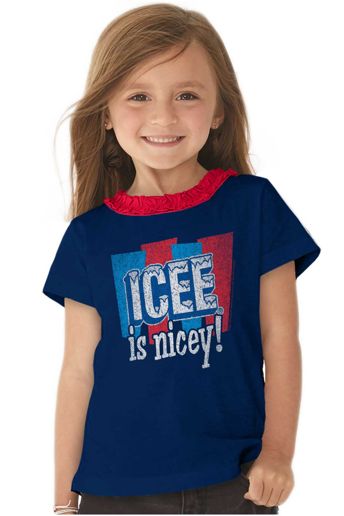 Icee Is Nicey Toddler Ruffled Trim T-Shirt-Direct To Garment Print-Brisco Baby