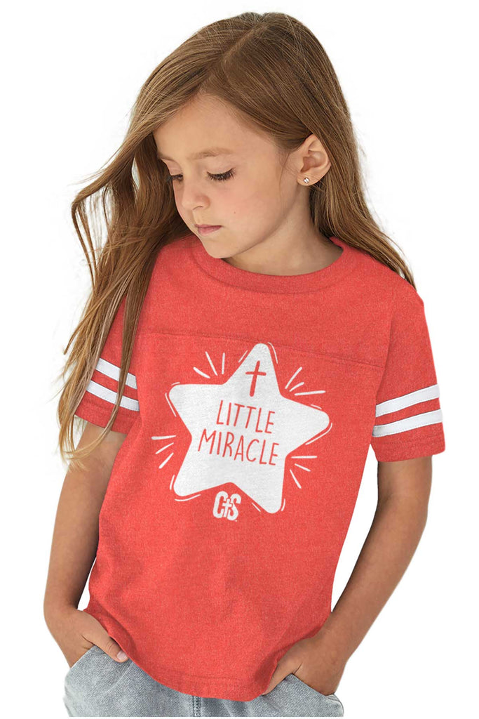Little Miracle Toddler Football Jersey Tee-Direct To Garment Print-Brisco Baby