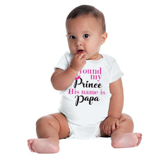 Found My Prince Name Is Papa Romper Bodysuit-Direct To Garment Print-Brisco Baby